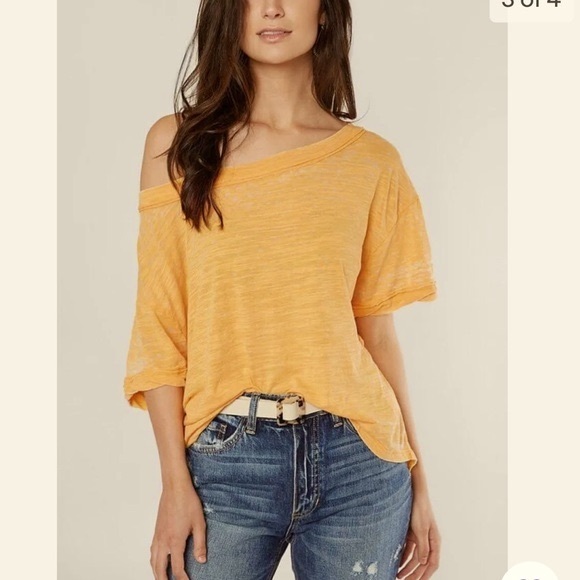 We The Free Tops - Free People We The Free Viola mango orange burnout cut out ss tee size XS in EUC